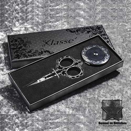 Klasse Embr Scissors & Tape Measure Gift Set Black