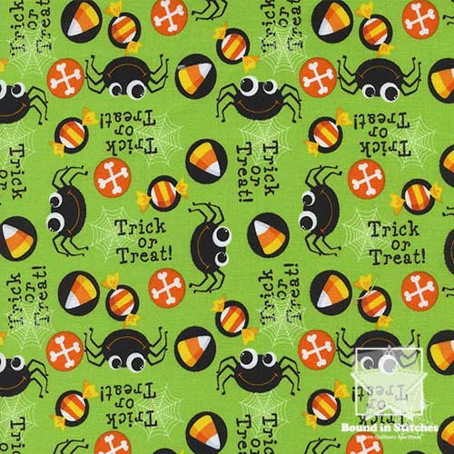 Trick or Treat Lime by Timeless Treasures | Bound in Stitches