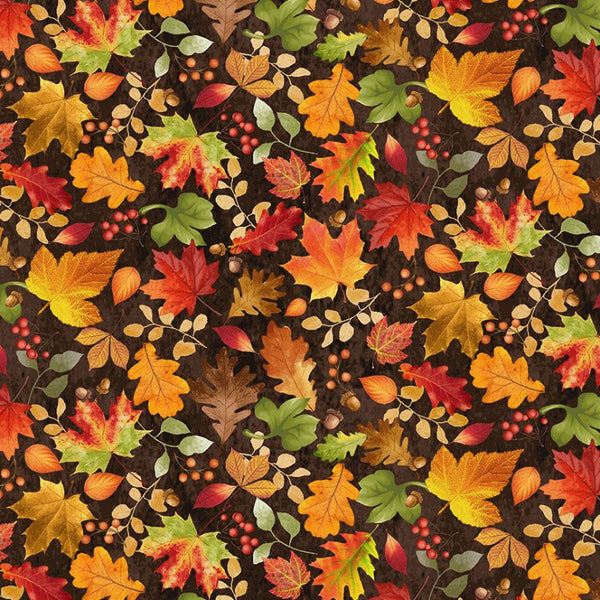 Gather With A Grateful Heart Brown Tossed Fall Leaves CD3515-BROWN