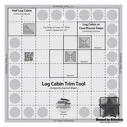 Creative Grids 8-Inch Log Cabin Trim Tool CGRJAW1 quilting ruler  |  Bound in Stitches