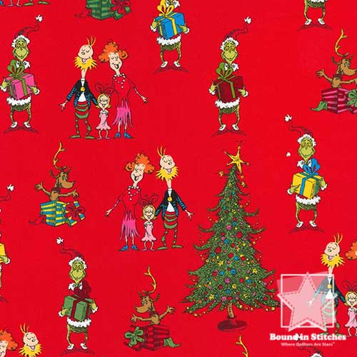 How the Grinch Stole Christmas Whoville Holiday 15184-3 Red Fabric by Robert Kaufman Fabrics  |  Bound in Stitches