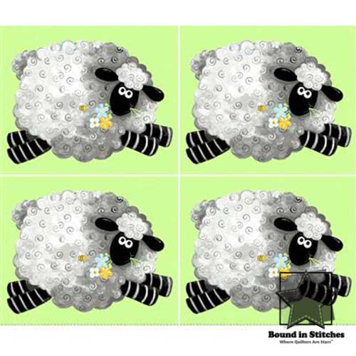 Lewe the Ewe FQ Panel 36"x44" Panel Light Green