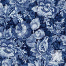 London Blues C7423 Stamped Floral Blue fabric by Wing and A Prayer Designs for Timeless Treasures Fabric  |  Bound in Stitches Quilt Shop, Sauk Rapids, MN Fabric Store