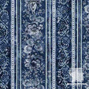 London Blues JT-C7424 Elegant Stamped Floral Stripe Blue fabric by Wing and A Prayer Designs for Timeless Treasures Fabric  |  Bound in Stitches Quilt Shop, Sauk Rapids, MN Fabric Store