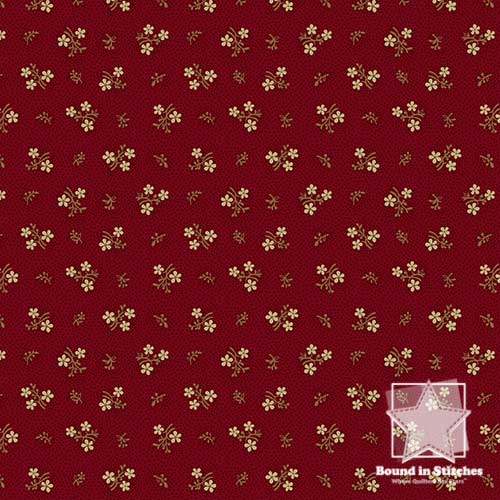 Mercantile Flannels F171113 Sweet Flower Red quilting fabric by Pam Buda for Marcus Fabrics  |  Bound in Stitches