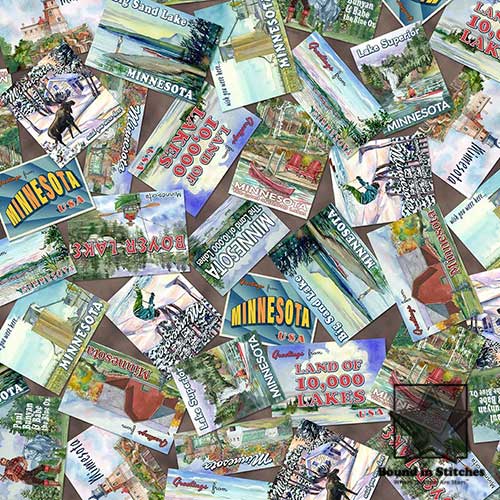 Minnesota All State Shop Hop Minnesota Postcards 30210-X quilting fabric by QT Fabrics  |  Bound in Stitches