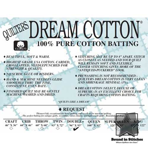Quilter's Dream Cotton Request Natural Batting - Double 96" x 93"