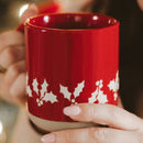 Red Holly Stoneware Coffee Mug by Sweet Water Decor  |  Bound in Stitches Quilt Shop, Sauk Rapids, MN Fabric Store