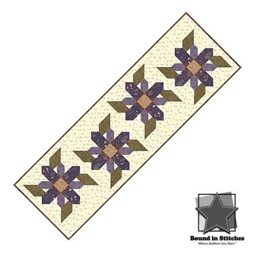 Perennials Table Runner Kit containing The Potting Shed fabrics by Holly Taylor Designs.  Pattern by Doug Leko of Antler Quilt Designs