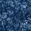 Bali Batiks X2627-19 Navy Leafy Branches quilting fabric by Hoffman Fabrics  |  Bound in Stitches Quilt Shop, Sauk Rapids, MN Fabric Store