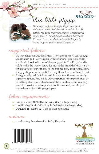 Tiny Toes Slipper pattern supply list