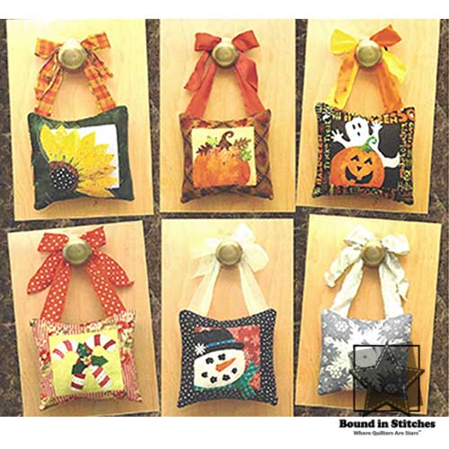 Door Knobbers - Fall and Winter mini pillows pattern by Deb Madir of Birch Creek Quilts  |  Bound in Stitches