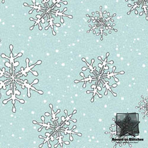Fresh Fallen Snow Flannel - Blue Snowflakes - End of the Bolt 7/8 Inches