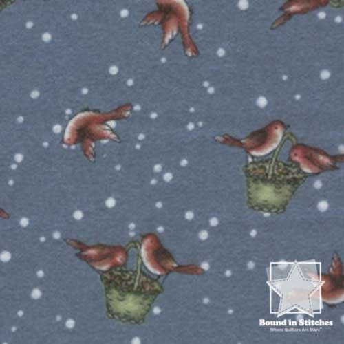 Maywood Studio Fresh Fallen Snow Flannel - Navy Cardinals