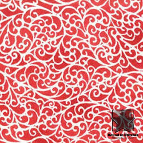 Maywood Studio Fresh Fallen Snow Flannel - Red Swirl