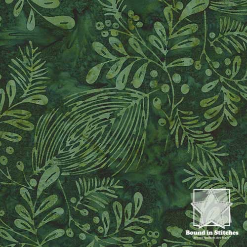 Hoffman Bali Batiks Christmas H2321-60 Pines & Mistletoe Hunter  |  Bound in Stitches