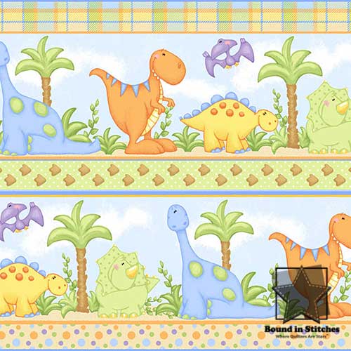 The Land Before Time Flannel 6325-11 Blue Dino Stripe by Shelly Comiskey  |  Bound in Stitches