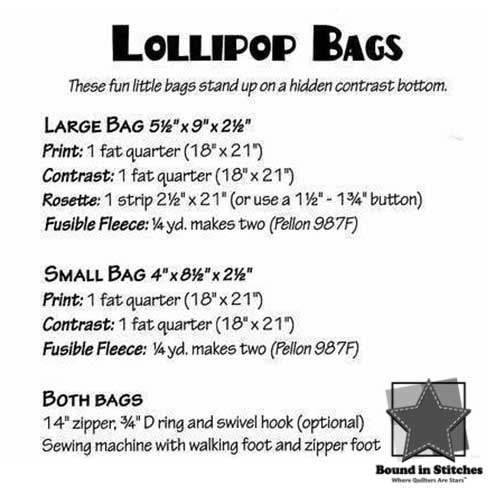 Lollipop Bag Supplies List by Atkinson Designs