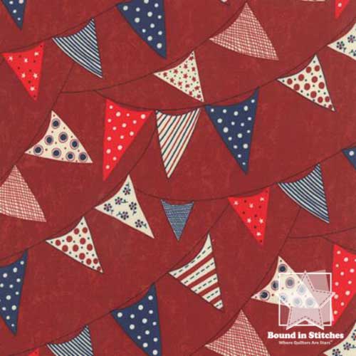 Moda Red, White & Free 17805-13 Red Banner Flags  |  Bound in Stitches