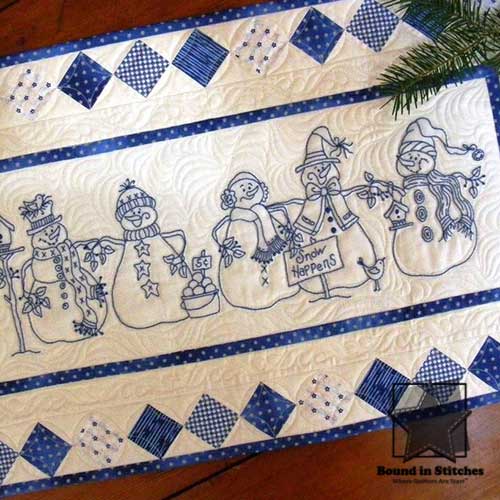Snow Happens! Table Runner by Robins Kiingsley of Bird Brain Designs  |  Bound in Stitches