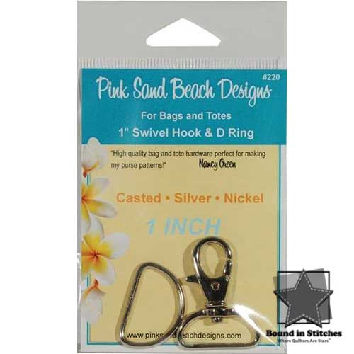 One Inch Swivel Hook and D Ring for Bags and Totes in Silver Nickel by Pink Sand Beach Designs